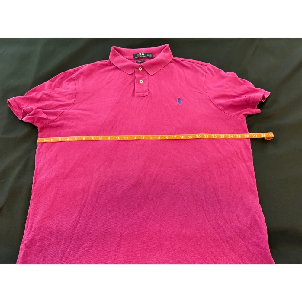 Polo Ralph Lauren Mens XXL Pink Classic Fit Cotton Mesh Pique Short Sleeve Shirt